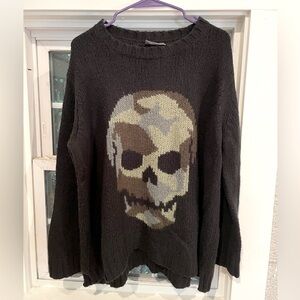 Wooden Ships Camo Skull Black Sweater